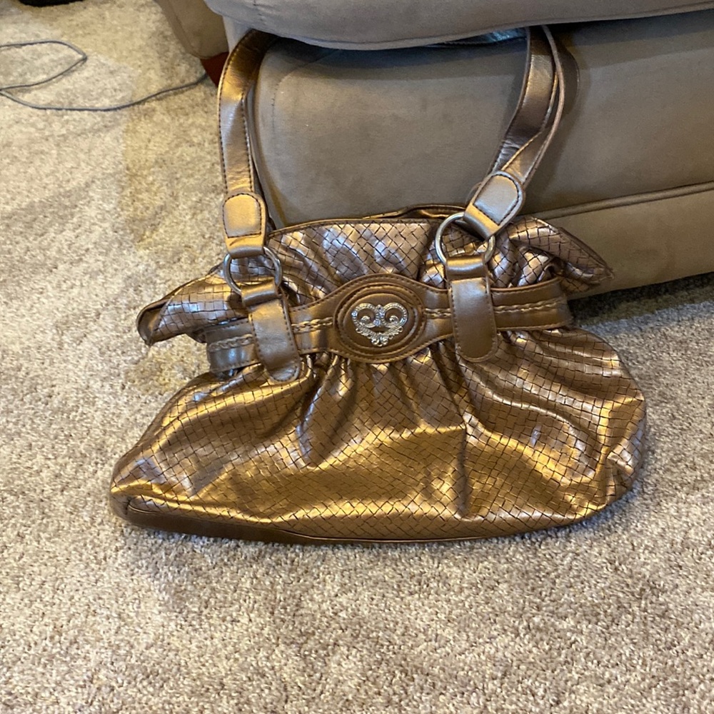 Cute Cato gold- colored purse.  14”x 10”